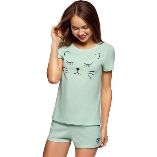 Summer new arrival 2020 cute pajamas for women sleepwear short sleeve pajama set high quality cotton two piece pjs