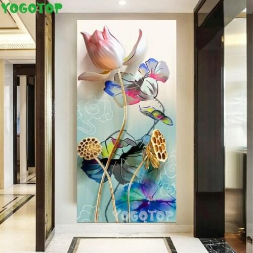 Full Square round Diamond Lotus flower 3D Embroidery Diamond Painting Cross Stitch Rhinestone 5d DIY Colorful art decor YY5015