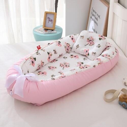 Portable Baby Bed Crib Baby Nest With Pillow Cushion Cotton Fabric Bassinet Baby Cot Cunas Para Bebes
