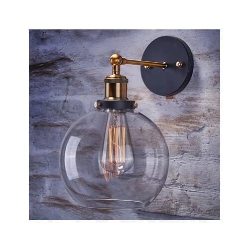 60W Industrial Wall Sconce, Loft Retro Wall Lamp Vintage Fixtures With Glass Lampshade Lamparas De Pared Arandelas