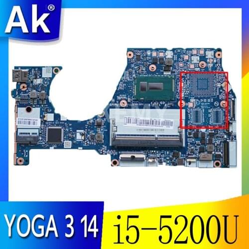 For Lenovo YOGA 3 14 Laptop Motherboard 5B20H35637 NM-A381 i5-5200U 2.2 GHz Processor Full Tested