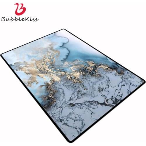 Bubble Kiss Abstract Carpets For Home Living Room Art Sky Blue Sea Water Gold Non-Slip Floor Mats Home Decor Bedroom Area Rugs