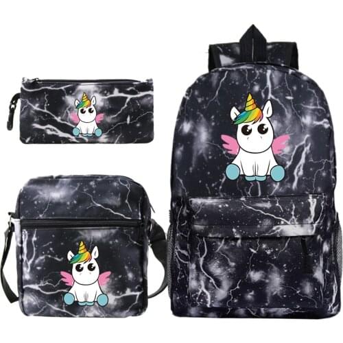 Unicorn 3 Pcs / Set Backpack Shoulder Bag Pencil Case School Bags for Girls Boys Travel Backpack for Laptop Backpacks for Women