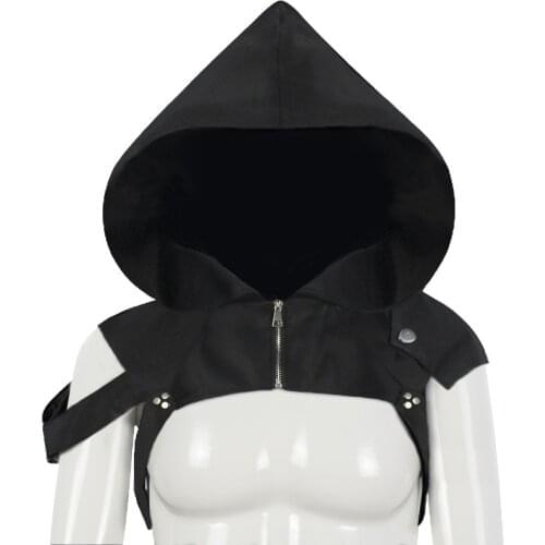 Riding Hood Cowl Scarf Halloween Steampunk Hat Neck Warmer Cosplay Accessory Helmet Gear For Adult Men Women Black
