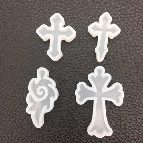 4 Pieces Cross Shaped Silicone Pendant DIY Molds for Resin Jewelry Making