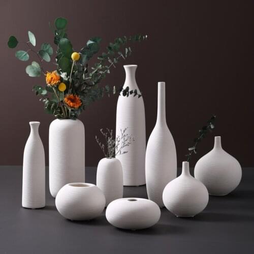 Nordic Home Decoration Vases Simple White Vase Shaped Ceramic Vase Living Room Decoration Accessories Minimalist Decor Vases
