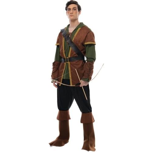 Snailify Mens Archer Costume Forest Hunter Robin Hood Cosplay For Halloween Purim Adult Carnival Party Outfits Quiver