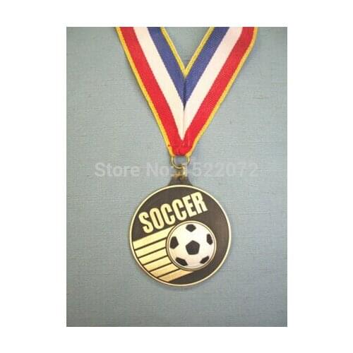 Top sell factory price 3d ball soccer medal gold with patriotic neck ribbon cheap custom sport medals low price metal medals