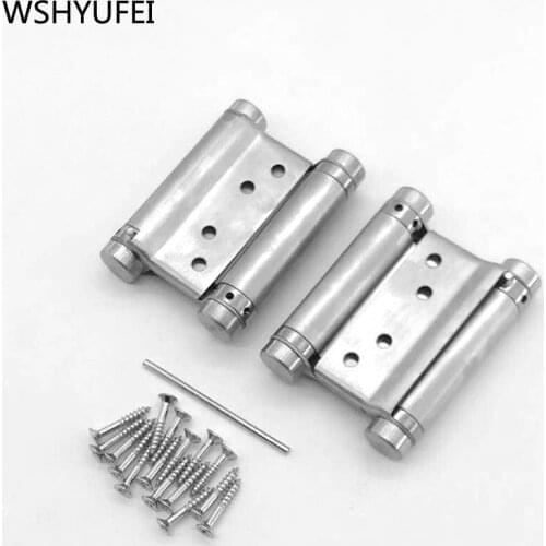WSHYUFEI 2 pcs/set 3 Inch Double open spring hinge Cafe Door Swing Door Stainless Steel Hinge With screw Furniture hardware