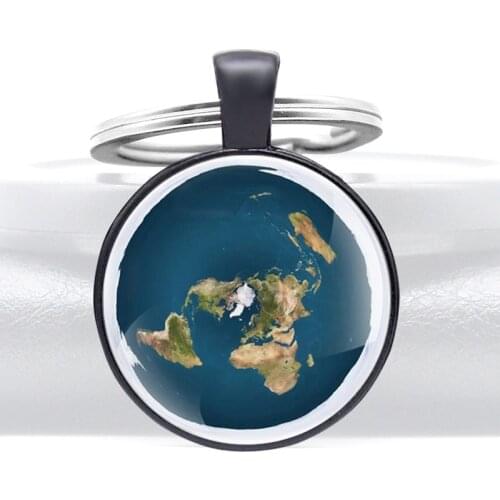 The earth is Flat Glass Cabochon Metal Pendant Key Chain Fashion Men Women Key Ring Jewelry Gifts Keychains keychain charms