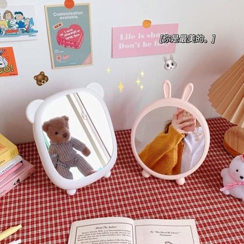 Makeup Mirror Espejo Japanese-Style Round Plastic Mirror For Dorm Room and bedroom Зеркало с Подсветкой Miroir VanityMirrors