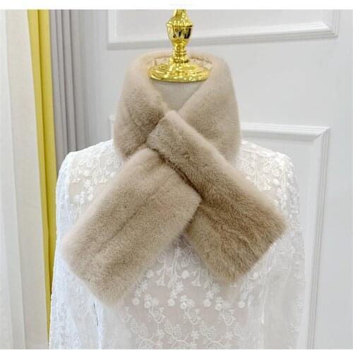 Winter Warm Real Genuine Mink Fur Scarf Collar Accessory Women Fur Tail Pacthwork Muffler