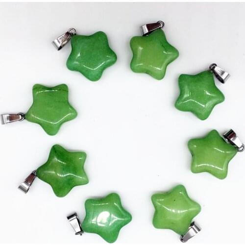 1pcs Dark green natural stone quartz crystal pentagram star necklace pendant for Jewelry