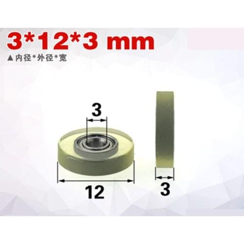 10pcs 3*12*3mm 683zz rubber coated pulley, super quiet and precision roller, PU bearing wheel, for banknote counting machine