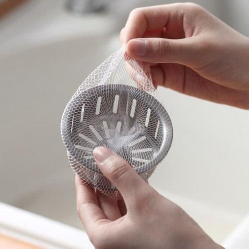 100Pcs/Lot Disposable Sink Strainer Hair Filter Drain Residue Collector Sewer Rubbish Storage Mesh Bag Kitchen Bathroom Supplier