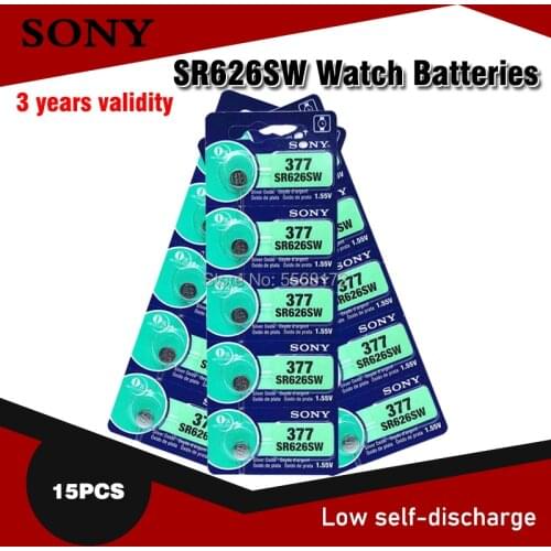 15PCS SONY Watch Coin Battery 1.55V AG4 377A 377 LR626 SR626SW SR66 Button Cell Batteries Toys Remote Camera MADE IN JAPAN