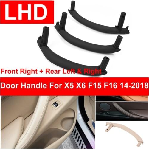 3PCS LHD Front Rear Left / Right Car Interior Inner Door Pull Handle Trim Cover Armrest Black For BMW NEWX5 X6 F15 F16 2014-2018
