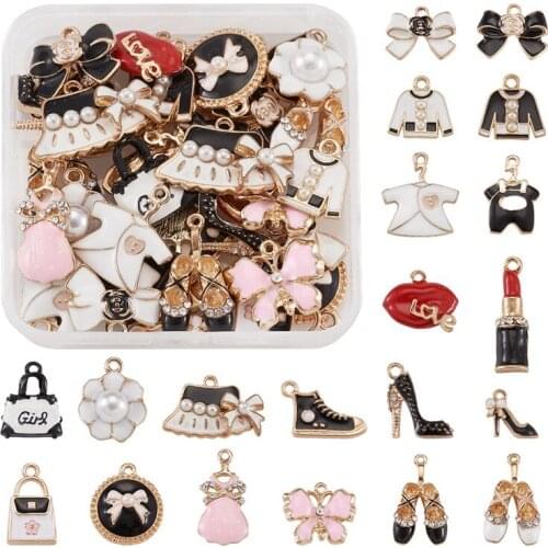 40pcs/box Mixed Shapes Mixed Color Alloy Enamel Pendants Charms for Jewelry Making DIY Bracelet Necklace Accessories Finding