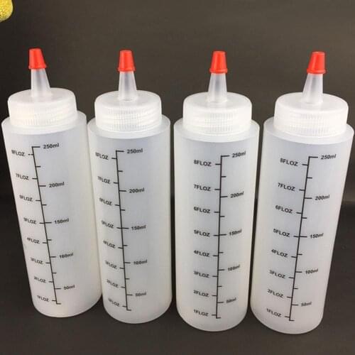 5PCS 250ML Plastic Needle-nosed Bottle With Scale Squeeze Bottle With Leak-Proof Cap Sauce Salad Bottle Squeezable Bottles