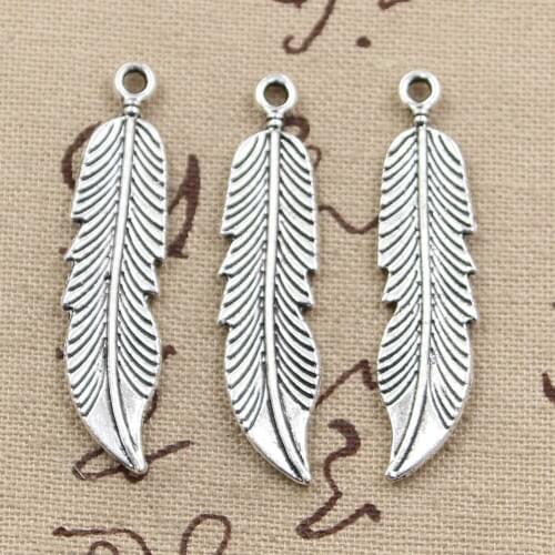 6pcs Charms Feathers Leaf 45x11mm Antique Tibetan Bronze Pendant Findings Accessories DIY Vintage Choker Handmade Jewelry