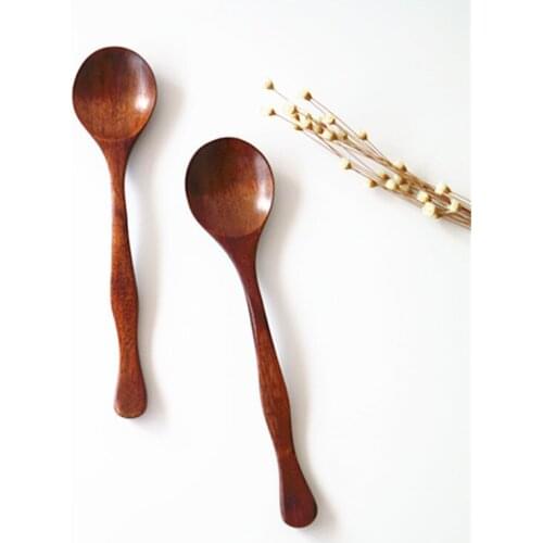 Free shipping 10pieces pack New shelves wholesale Japanese solid wood cutlery spoon creative wave handle nanmu wooden spoon