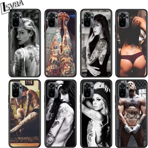 Fashion Tattoo Girl for Xiaomi Redmi Note 10 10S 9 9T 9S 9Pro Max 8T 8Pro 8 7 6 5 Pro 5A 4X 4 Soft Black Phone Case