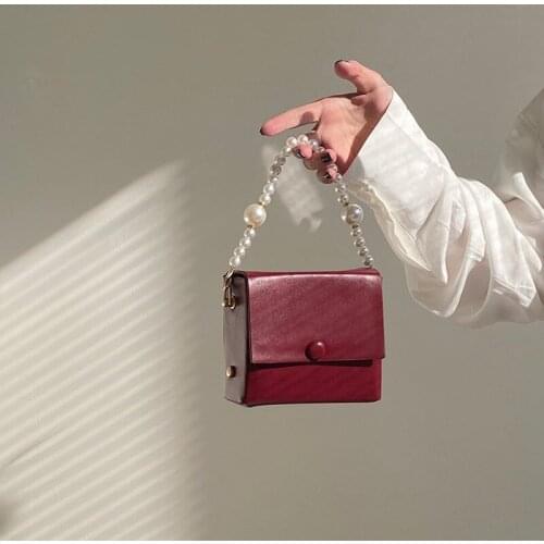 French Retro Pearl Bag Women 's 2021 New Antique Box Bag Chain Crossbody Evening Bag Handbag
