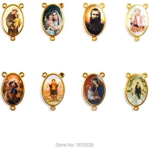 Catholic Rosary Center Medals Gold Color Religious Accessory Two Side Same Photo
