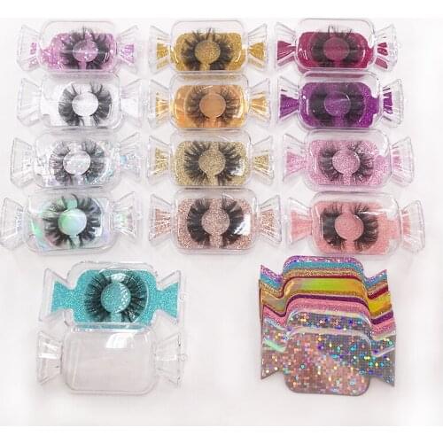 False Eyelash Packaging Box Empty Candy Box Glitter Lash Packaging for 27mm Mink Lashes