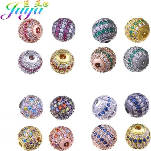 Juya 5pcs/lot Wholesale DIY Ball Beads Handmade Colorful Crystals 10mm Metal Disco Beads For Women Men Beadwork Jewelry Making