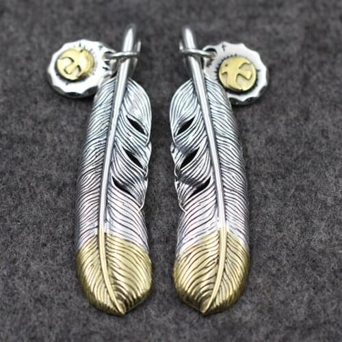 Takahashi Goro S925 Sterling Silver Build Bird Feather Pendant Retro Thai Silver Make Old Man And Woman Style Rock Pendant