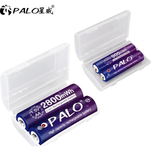PALO AA + AAA Rechargeable Batteries AA 1.5V 2800mAh 1.5V AAA 900mah li-ion battery For Flashlight Toys aa lithium batteries