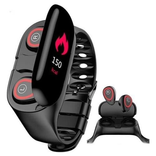 M1 smart watch with bluetooth headset health tracker pedometer fitness bracelet smart wristband with wireless headset 2 in 1