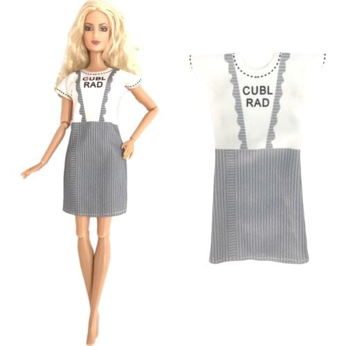 NK 1 Pcs Fashion Skirt White T-shirt Casual Outfit For 1/6 Doll Party Clothes for Barbie Doll Accessories Baby Dress UpToys