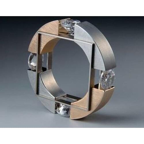 Fashion Mechanical Screw Rhinestone Inlaid Finger Ring Modern Tire Round Square Metal Zircon Rings for Women Hip Pop Jewelry