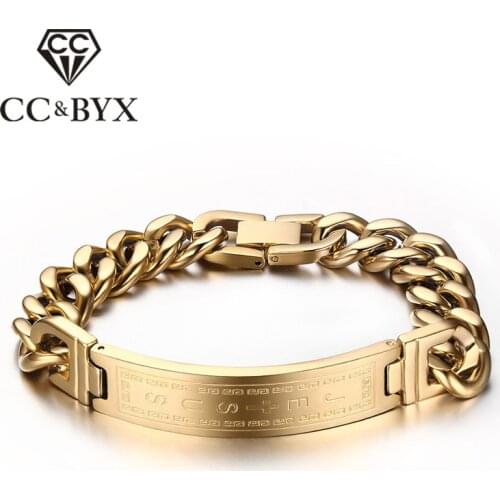 CC Bangles Bracelets For Men Yellow-Gold & Silver Color Cross Bending Brand Titanium Steel Magnet Bracelet Drop Shipping BR-002