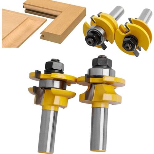 2pcs High Quality 1/2 inch Shank Rail & Stile Router Bits Set For Woodworking Cutter Tool