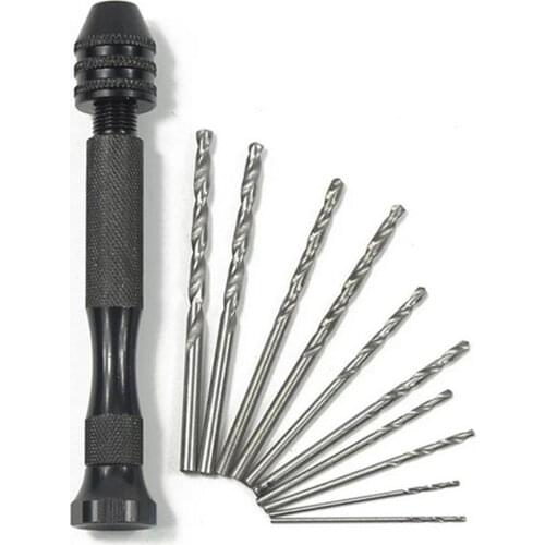 26Pcs Hand Drill Bits Set Aluminum Alloy Hand Drill + 25Pcs High-speed Steel Twist Drill Bits Small Manual Chuck Pin Vise