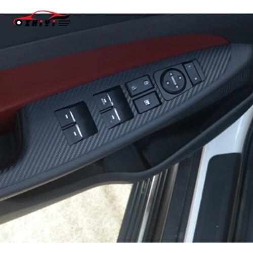 Carbon fiber car sticker is suitable for Hyundai Tucson 15-year glass lift button panel protective sticker Windows Control Panel