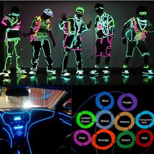 Neon Light EL Wire 1M-5M 10 Colors LED Strip with Controller For Car Dance Party Bike Shoes Clothing Decoration Lighting