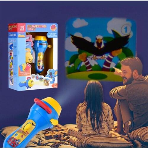 New Enlightenment Cognitive Projector Slide Flashlight Projector Baby Sleep Bedding Story Early Educational Toy Animal For Kids