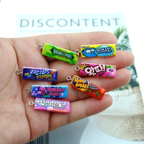 20Pcs/lot Chewing Gum Charms Pendants For Bracelets Earrings Jewelry Making Resin Flat Back Cabochon