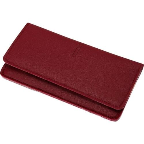 10PCS / LOT Simple Long Wallet Ladies Elegant Leather Ultra-thin Card Holder Phone Wallets Women Money Bags carteira feminina