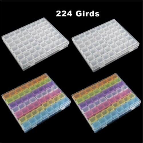 56/224 Slot Transparent Plastic Storage Box Diamond Painting Accessories Tool Nail Art Rhinestone Bead Container XN1436