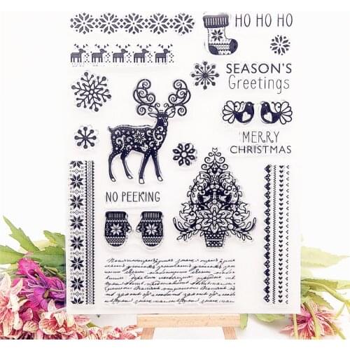 16.5*21.5CM Elk Transparent Clear Stamps / Silicone Seals Roller Stamp for DIY scrapbooking photo album/Card Making