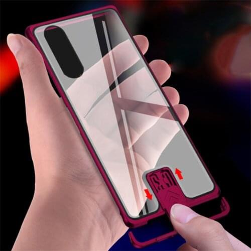 R-just Push Pull Metal Frame For Sony Xperia 5 Case Aluminum Bumper Tempered Glass Cover For Sony Xperia 5 Xperia5 Cases