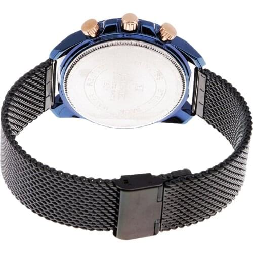 BAGARI Stainless Stain Watch Strap Durable Glass Dial Men Business Quartz Watch Gift for Husband Father or Friends
