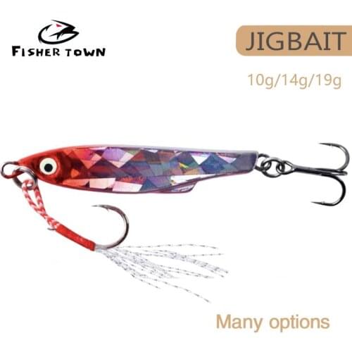 10/14/19g jig Shone Hard Bait Fishing Feather Metal jigger Lure Accessories Colorful Crankbait Minnow Sinking Spinning Baits