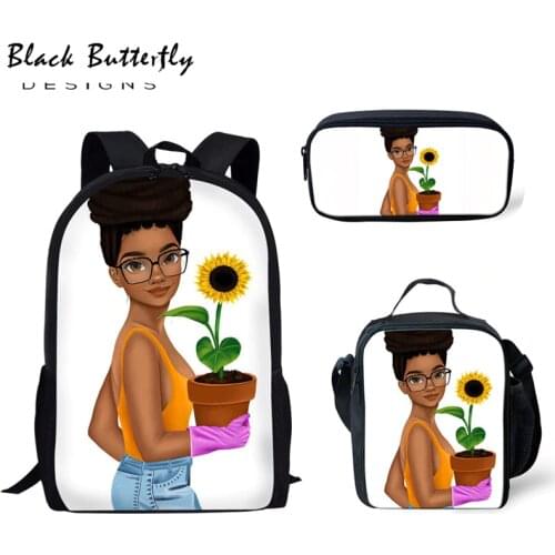 American Art Black Girls Backpacks Cartoon Children School Bags Baby Kindergarten Backpack Kids Gift Bags Mochila Bolsa Mujer