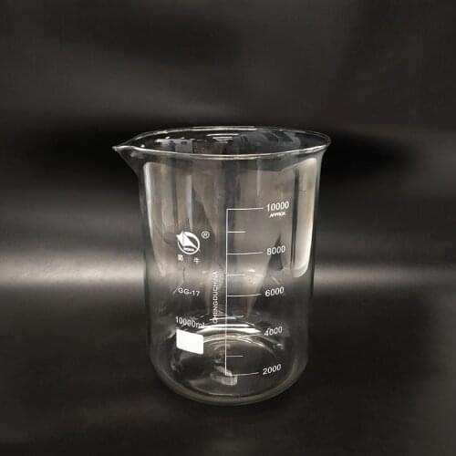 Glass beaker 10000ml,Lab beaker 10L,Low form with graduation and spout,High borosilicate glass